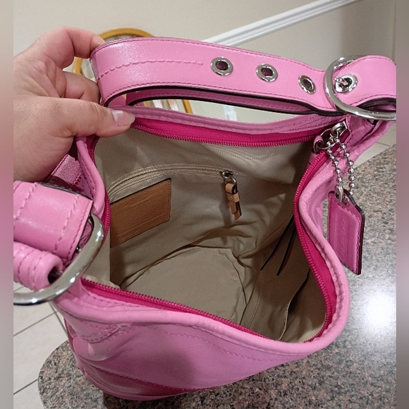 Coach Bleeker Rugby Stripe Bucket Duffle Bag, Pink - Picture 4 of 17